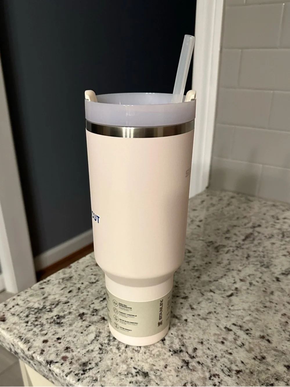 Cream with Blue Logo - Stanley 40 oz Quencher H2.0 Tumbler with Handle - Picture 5 of 11